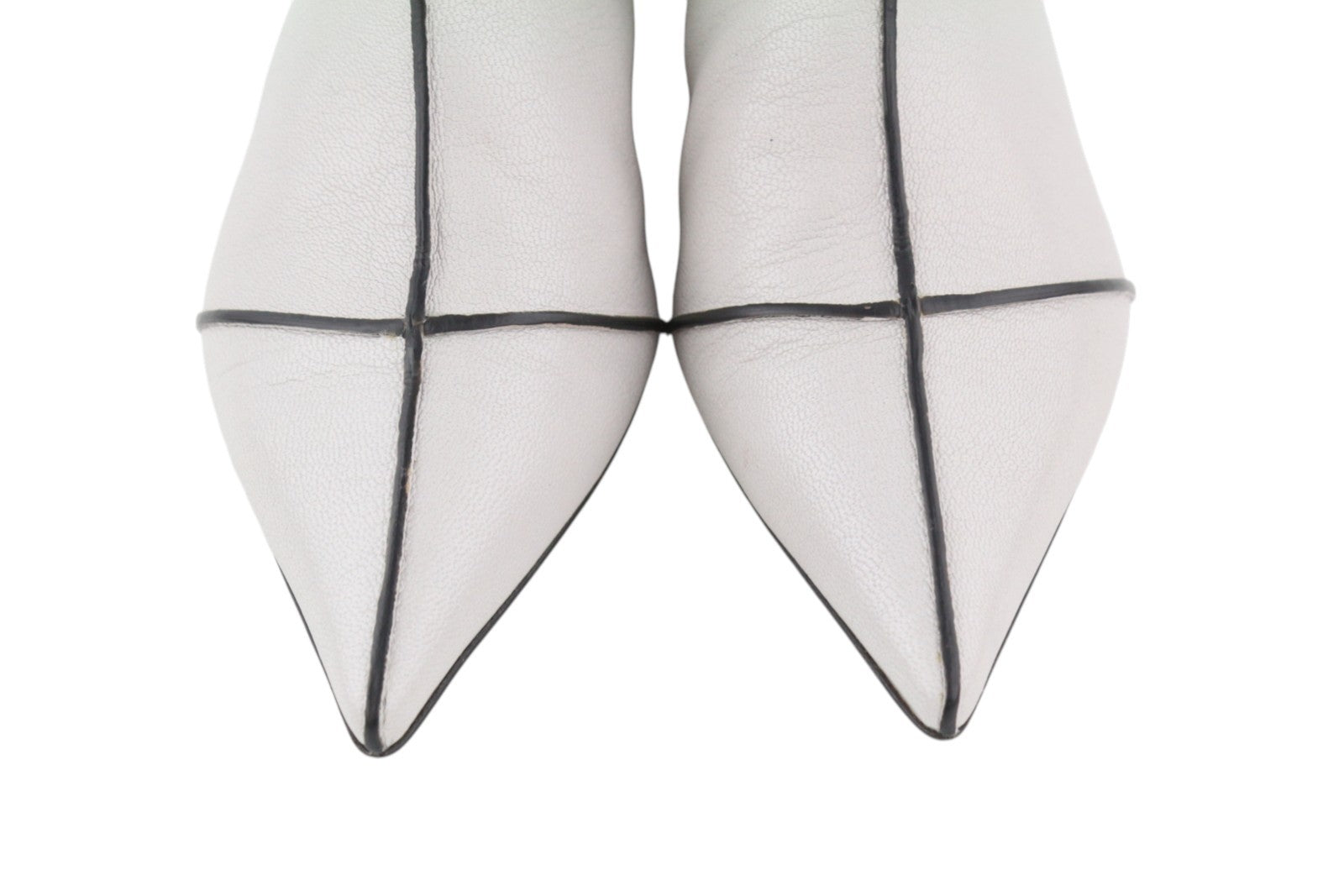 EMPORIO ARMANI X3M311 Women Shoes EU37 White Leather Pointed Toe Ankle Heeled