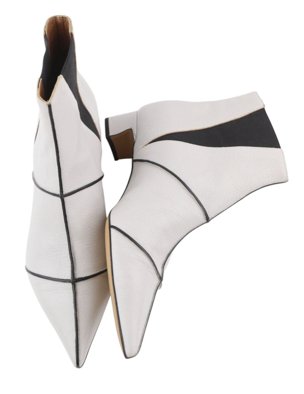 EMPORIO ARMANI X3M311 Women Shoes EU37 White Leather Pointed Toe Ankle Heeled