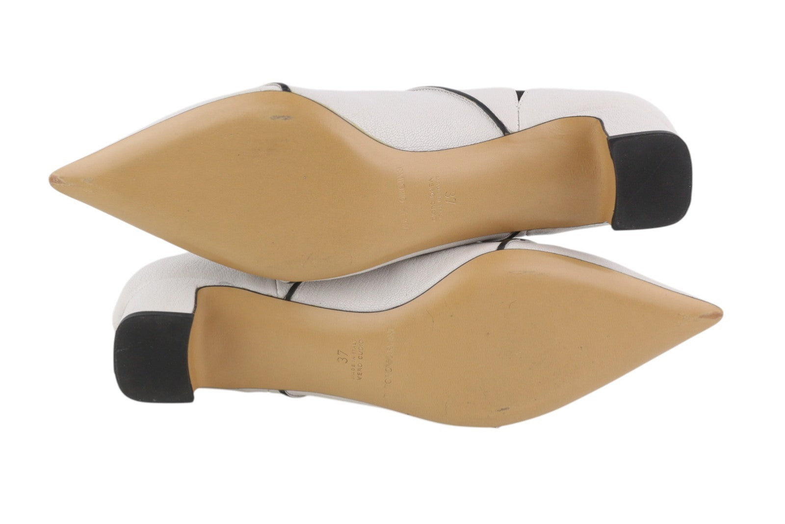 EMPORIO ARMANI X3M311 Women Shoes EU37 White Leather Pointed Toe Ankle Heeled