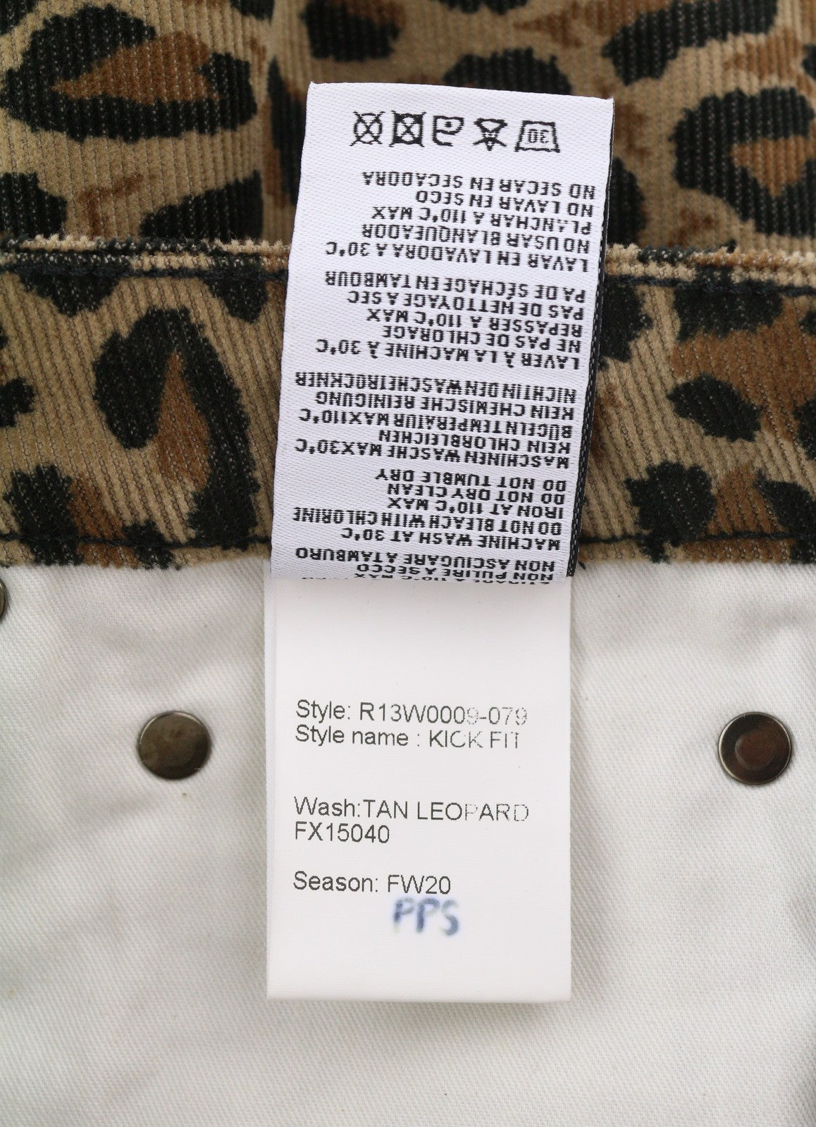 R13 Kick Fit Women Trousers 27 Tan Leopard Skinny Flared Cut Ankle Length Brown