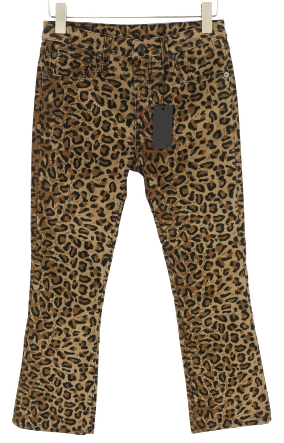 R13 Kick Fit Women Trousers 27 Tan Leopard Skinny Flared Cut Ankle Length Brown