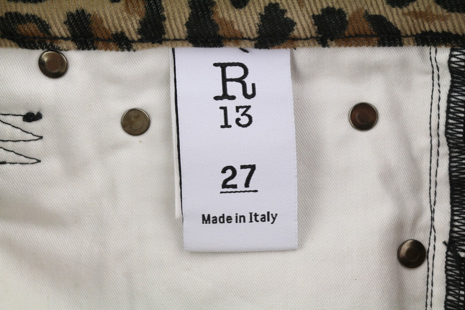 R13 Kick Fit Women Trousers 27 Tan Leopard Skinny Flared Cut Ankle Length Brown