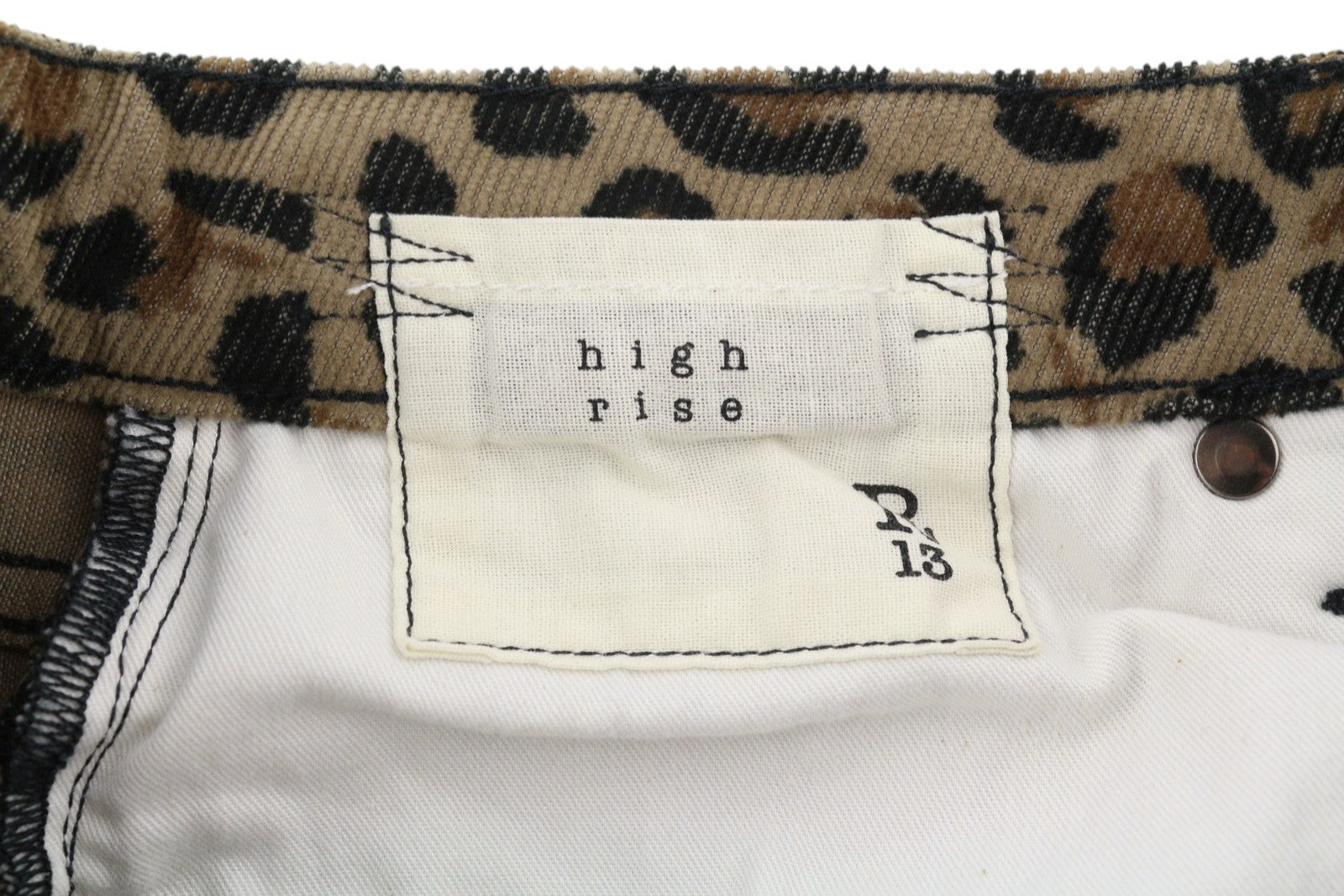 R13 Alison Skinny Women Trousers 27 Tan Leopard Ankle High Rise Corduroy Brown