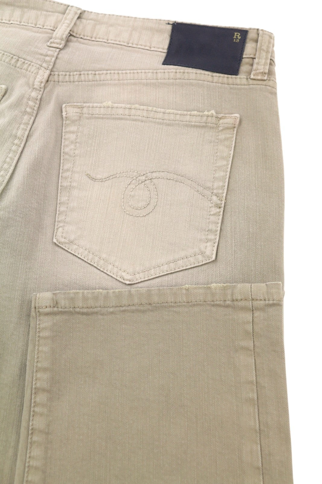 R13 Boy Straight Women Jeans 27 Pebble Stretch Ankle Length Cropped RRP€695