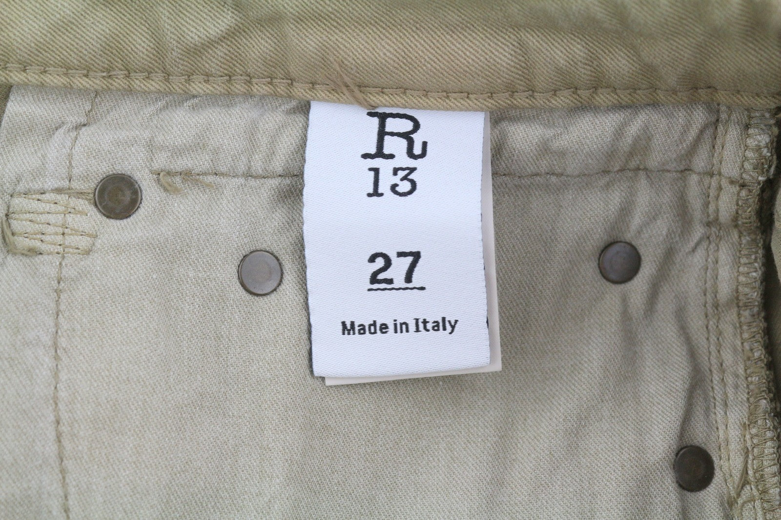 R13 Boy Straight Women Jeans 27 Pebble Stretch Ankle Length Cropped RRP€695