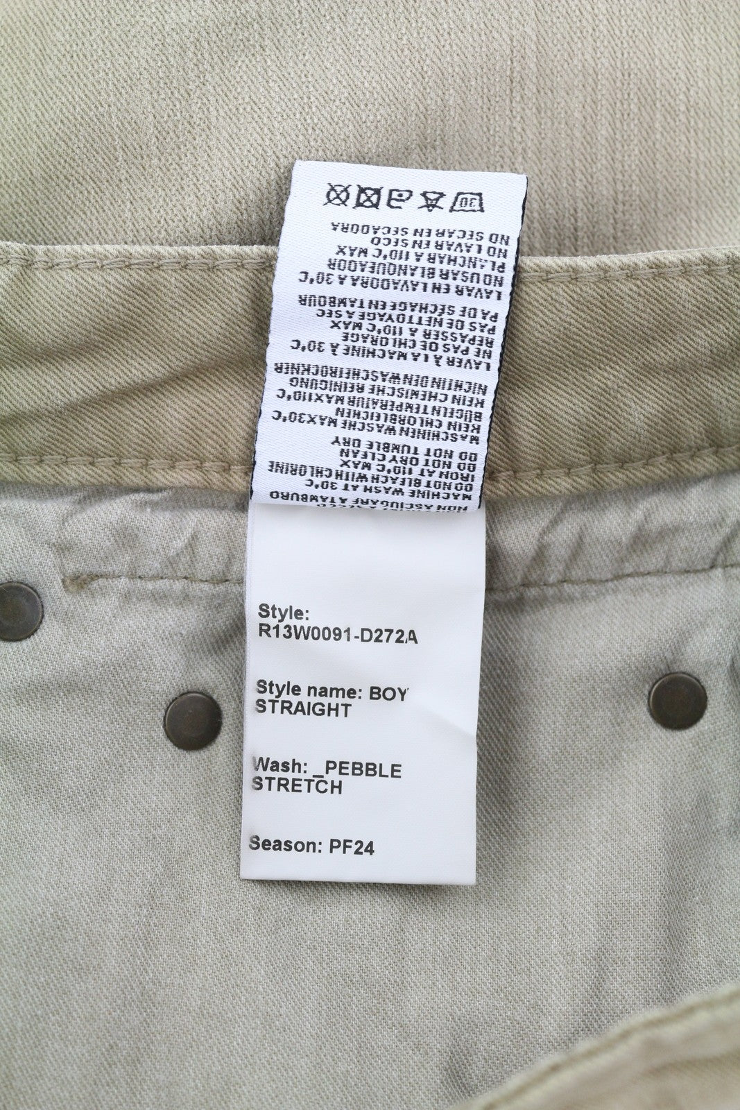 R13 Boy Straight Women Jeans 26 Pebble Stretch Ankle Cropped Faded Brown RRP€695