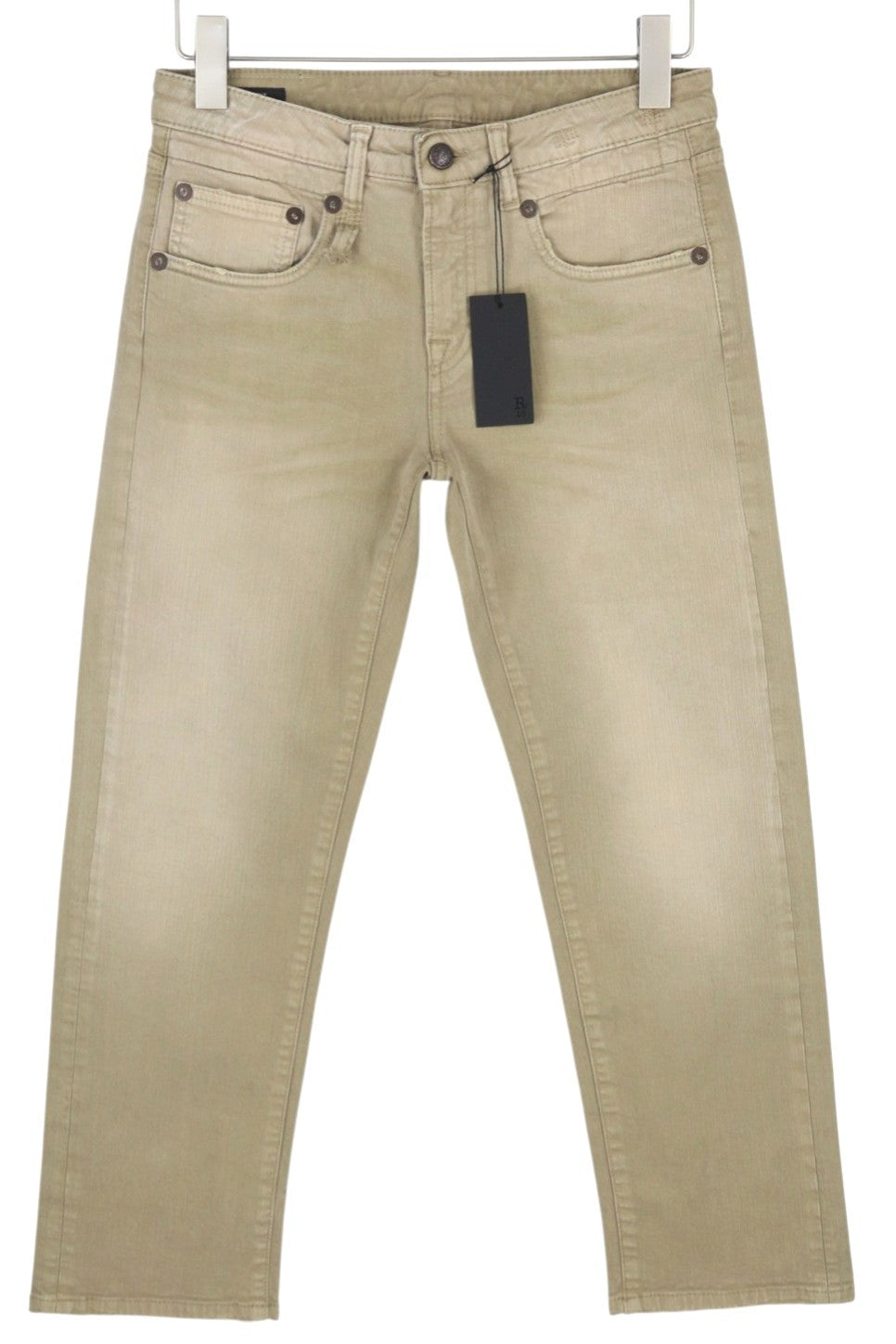 R13 Boy Straight Women Jeans 26 Pebble Stretch Ankle Cropped Faded Brown RRP€695