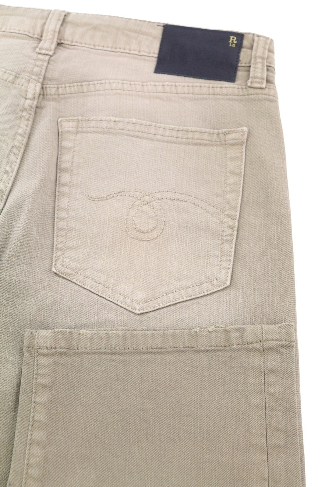 R13 Boy Straight Women Jeans 26 Pebble Stretch Ankle Cropped Faded Brown RRP€695