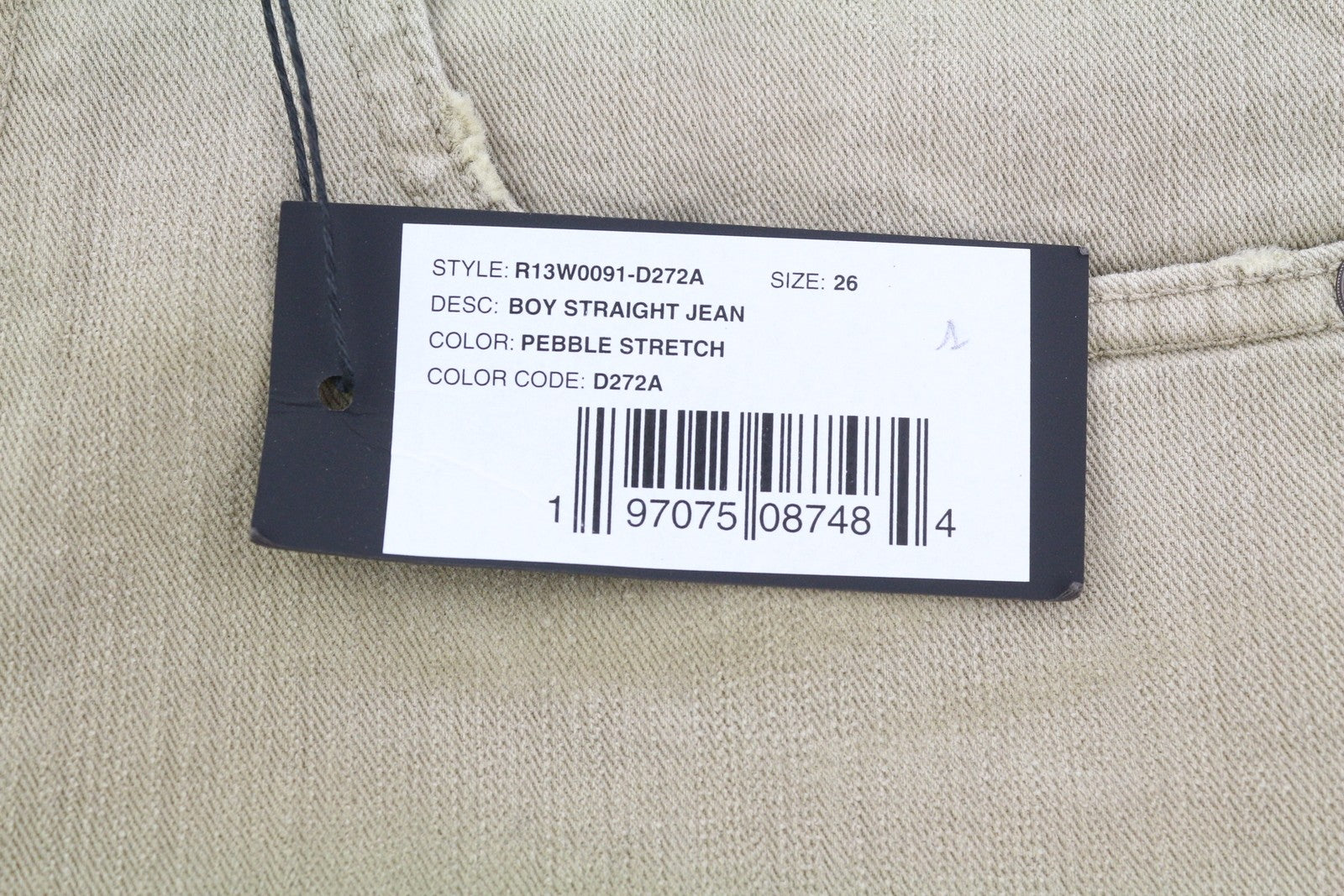 R13 Boy Straight Women Jeans 26 Pebble Stretch Ankle Cropped Faded Brown RRP€695