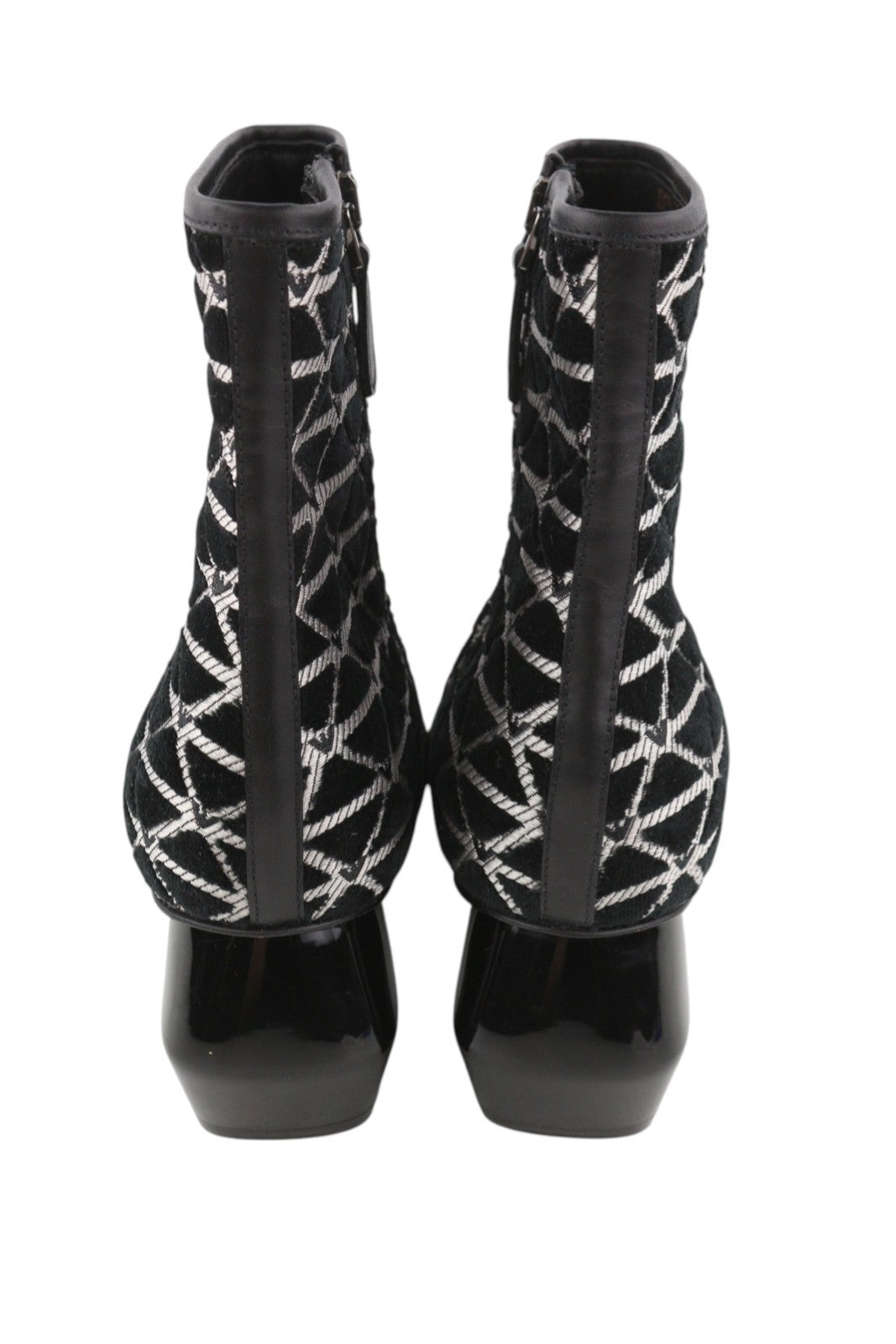 EMPORIO ARMANI X3M294 Women Boots EU37 Black Leather Details Logo Print Heeled