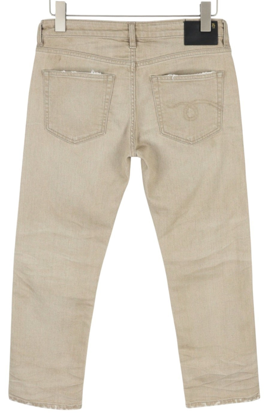 R13 Boy Straight Women Jeans 27 Sand Stretch Ankle Cropped Faded Brown RRP€549