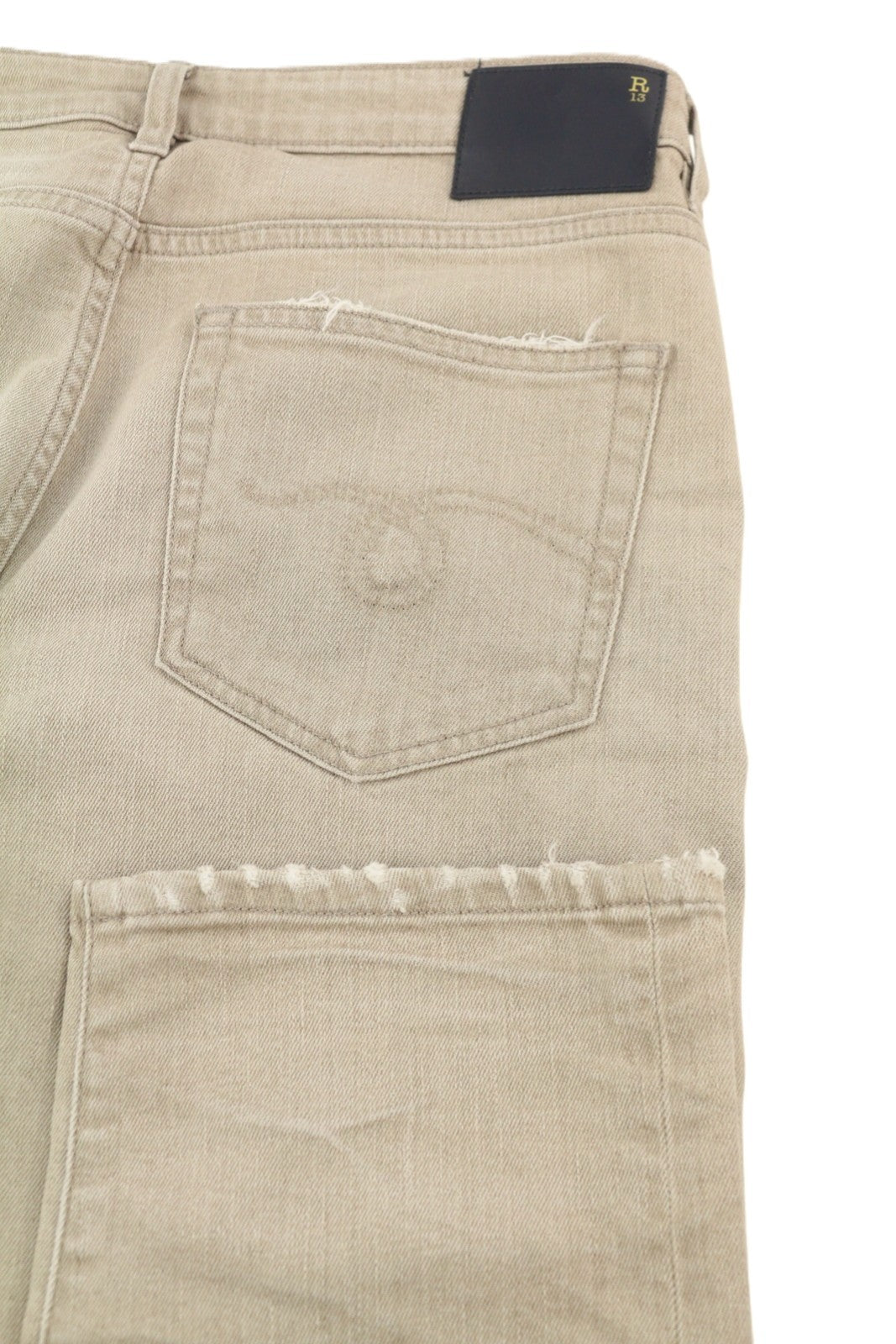 R13 Boy Straight Women Jeans 27 Sand Stretch Ankle Cropped Faded Brown RRP€549