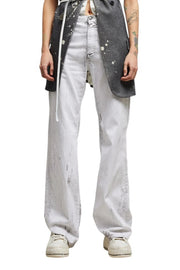 R13 Jane Women Jeans 26 Crackled Grey Slim Straight Fit Stretch Long RRP€870