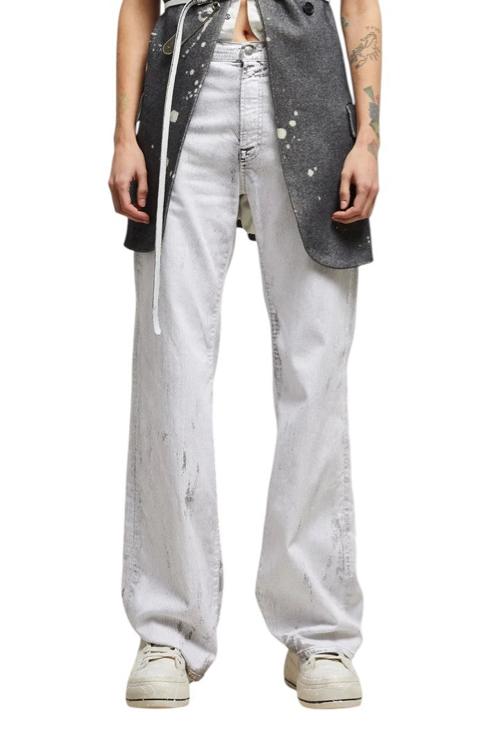 R13 Jane Women Jeans 26 Crackled Grey Slim Straight Fit Stretch Long RRP€870