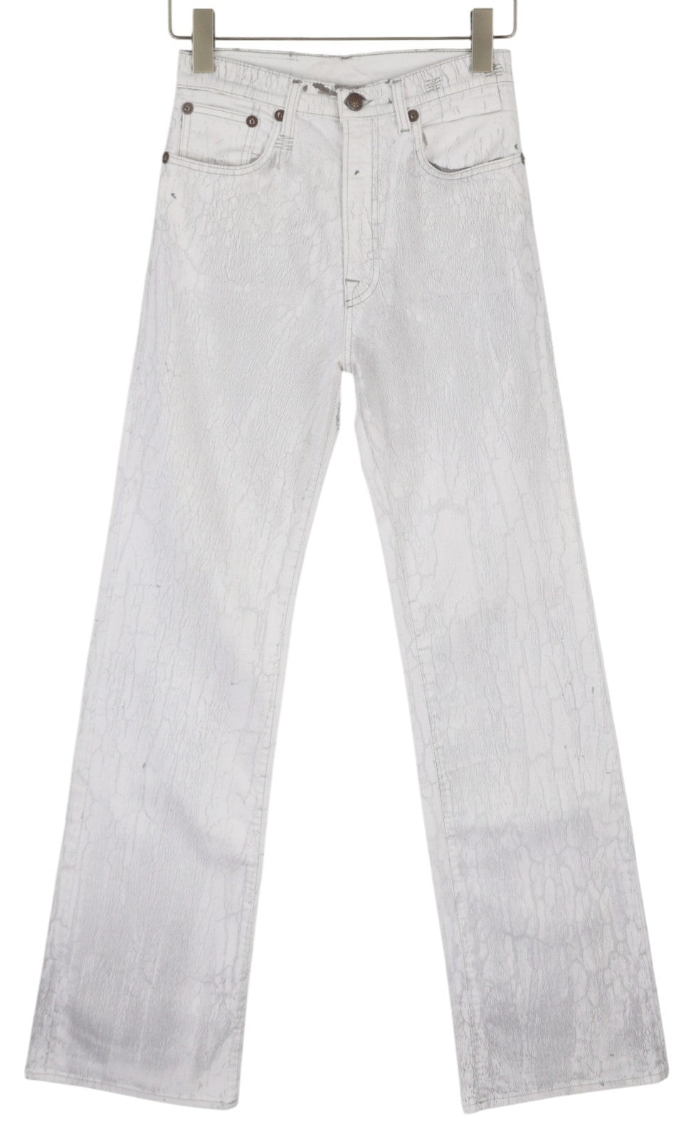 R13 Jane Women Jeans 26 Crackled Grey Slim Straight Fit Stretch Long RRP€870