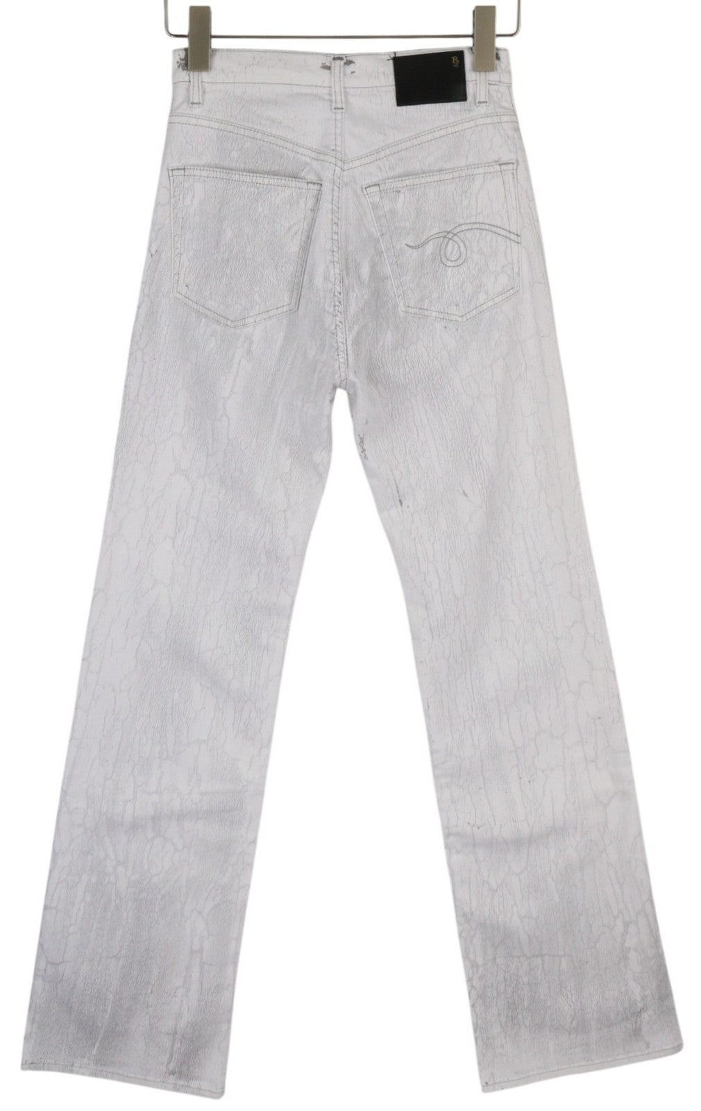 R13 Jane Women Jeans 26 Crackled Grey Slim Straight Fit Stretch Long RRP€870