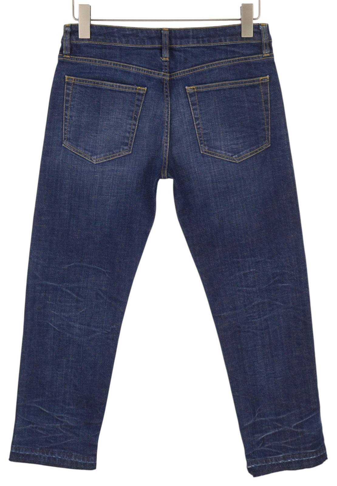 R13 Boy Straight Women Jeans 27 Howell Indigo Uneven Hem Faded Ankle Length