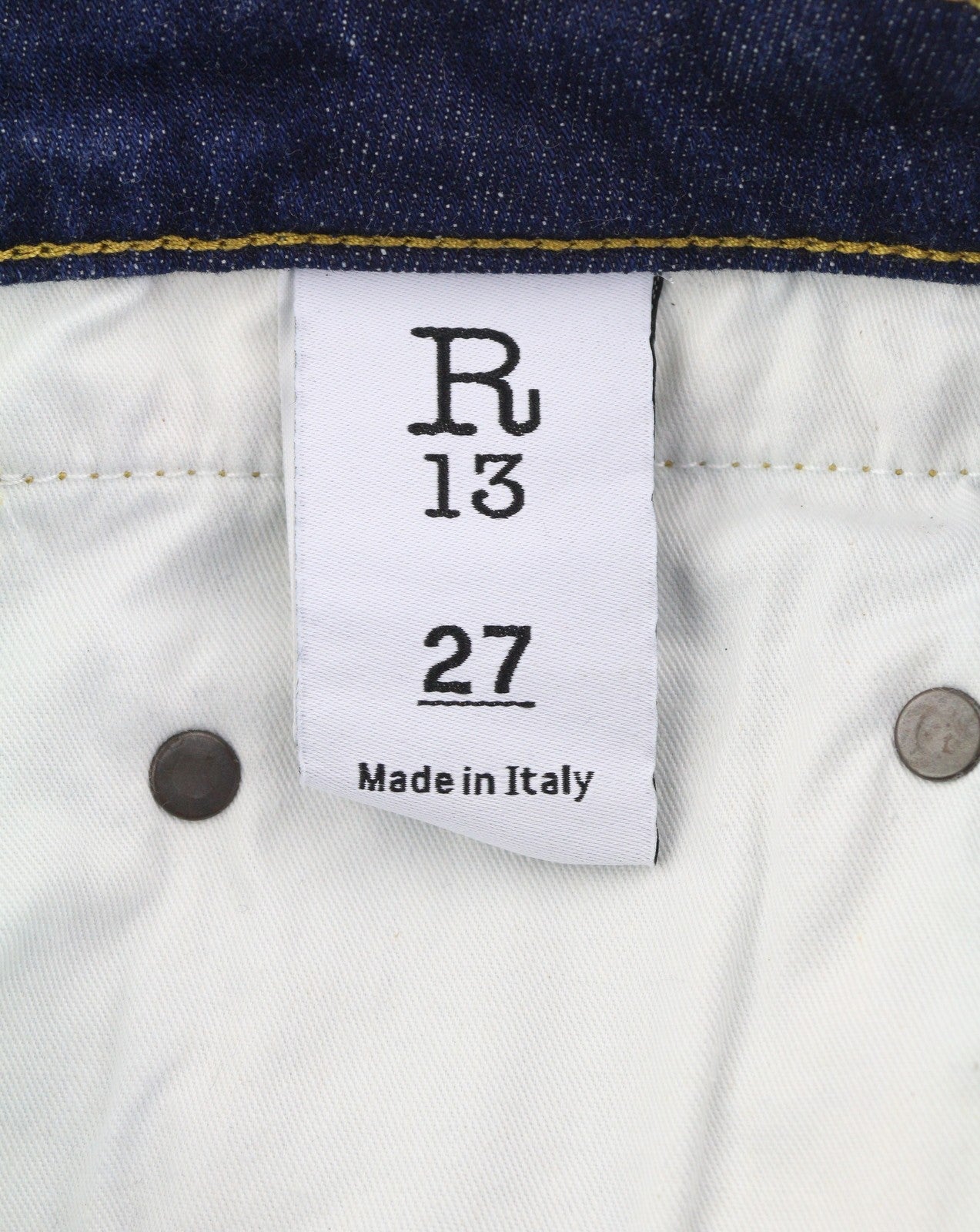 R13 Boy Straight Women Jeans 27 Howell Indigo Uneven Hem Faded Ankle Length