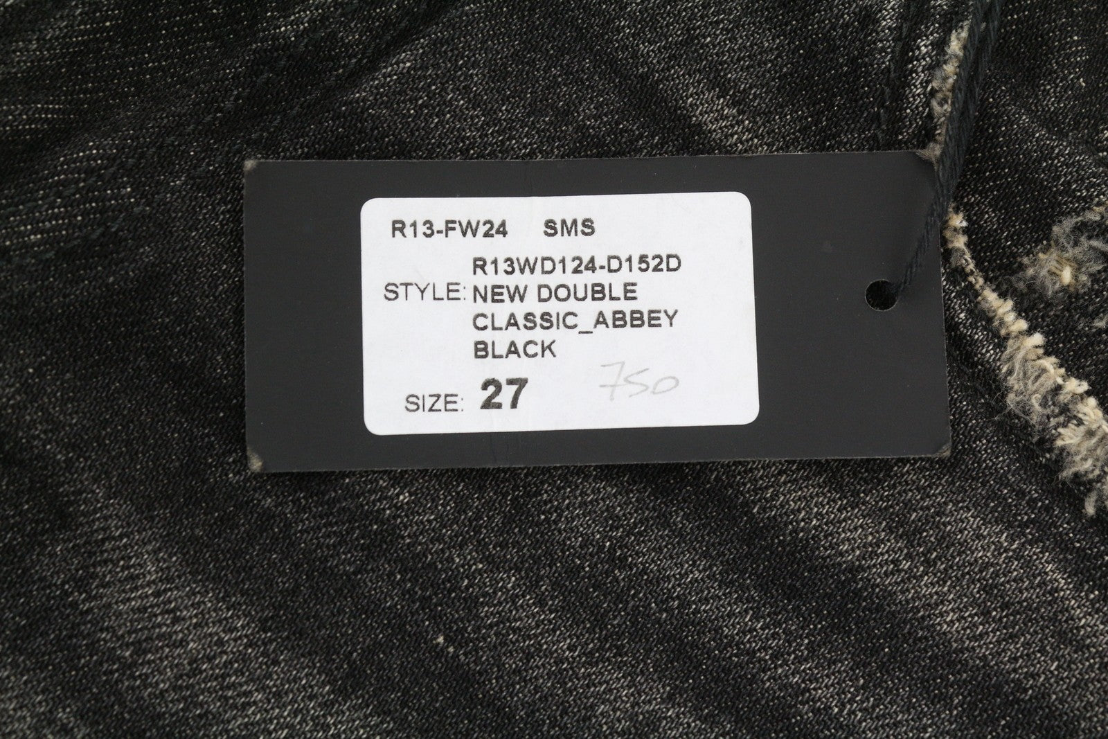 R13 New Double Classic Women Jeans 27 Abbey Black Faded Skirted Straight RRP€750