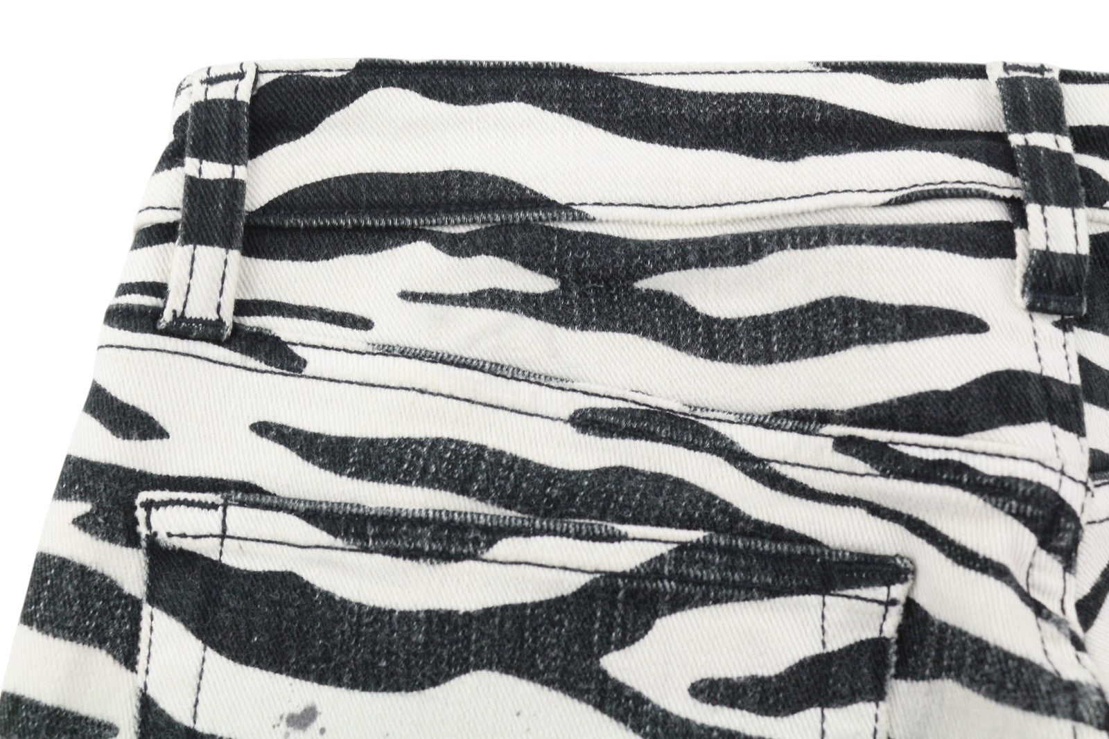 R13 Kick Fit Women Jeans 27 Zebra Print Ankle Length Cropped Flared Fit RRP€499