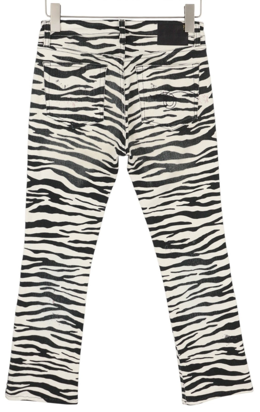 R13 Kick Fit Women Jeans 27 Zebra Print Ankle Length Cropped Flared Fit RRP€499