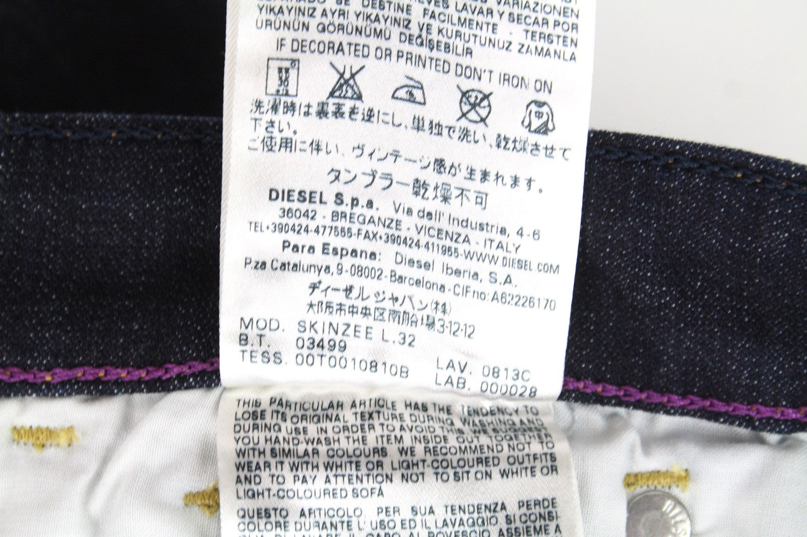 DIESEL Skinzee 0813C Women's Jeans W26/L32 Dark Blue Super Slim Skinny Stretch