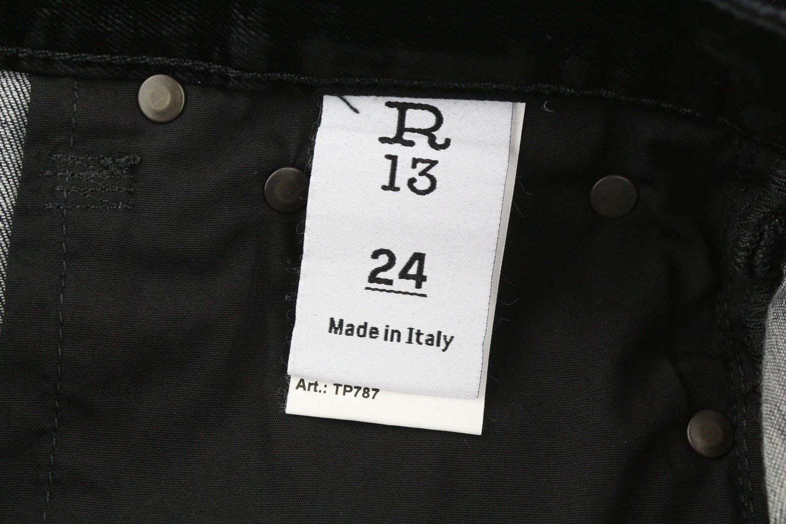 R13 Romeo Women Trousers 24 Flocked Black Velvet Ankle Cropped Straight Zip Fly