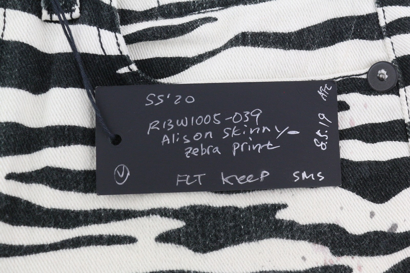 R13 Alison Skinny Women Jeans 27 Zebra Print Zip Fly Casual Denim Logo RRP€599