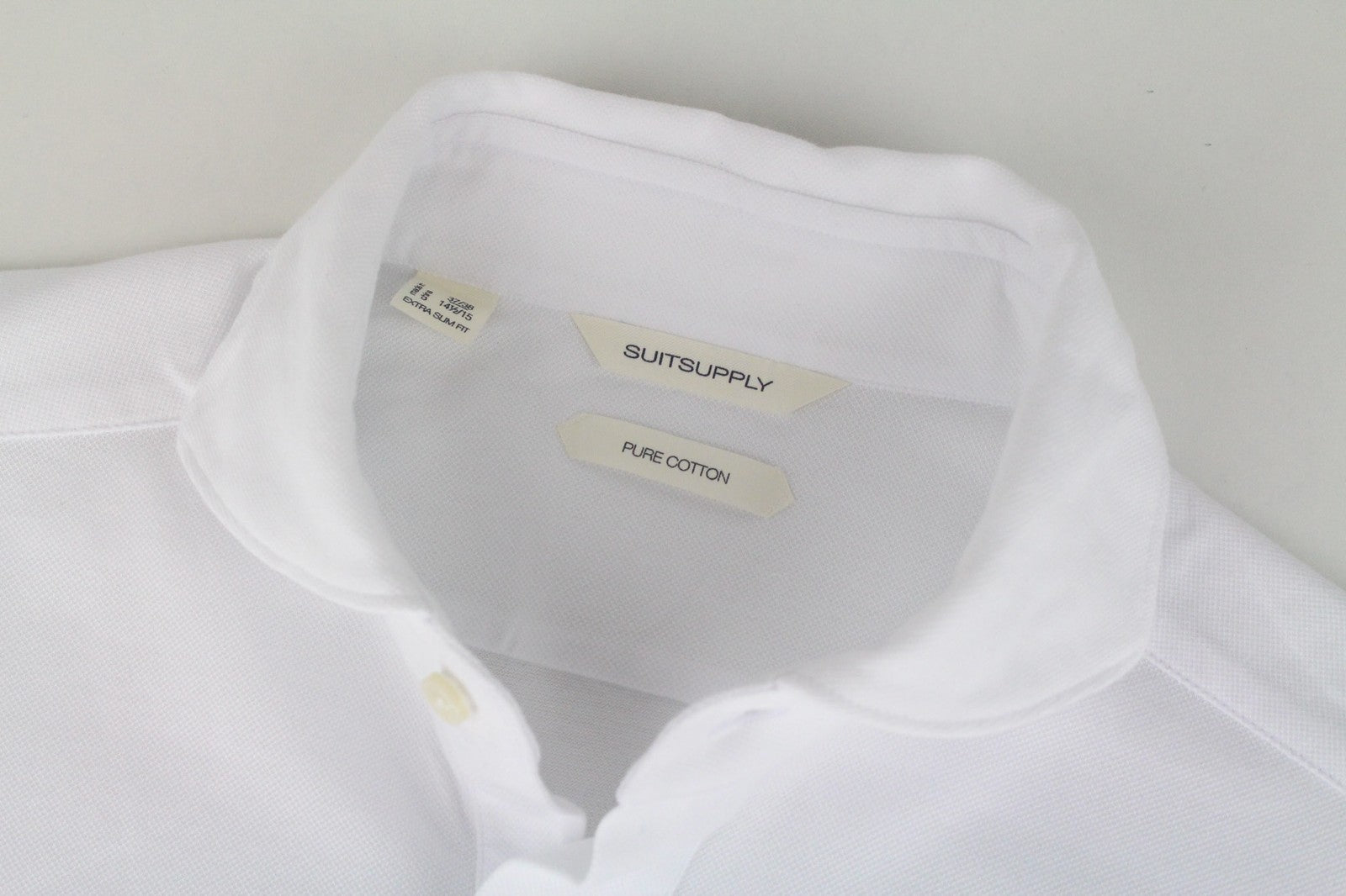 SUITSUPPLY Shirt 37/ 14 1/2/38/ 15 White Extra Slim Cotton Polo Formal