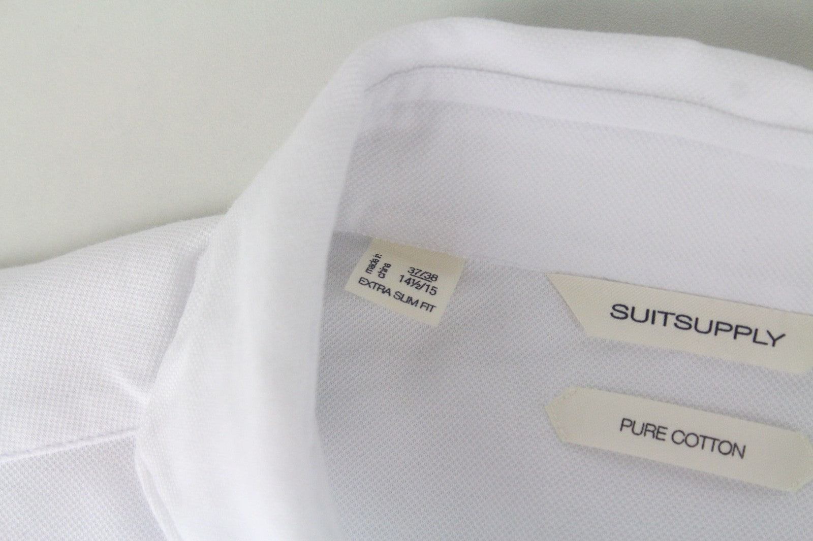 SUITSUPPLY Shirt 37/ 14 1/2/38/ 15 White Extra Slim Cotton Polo Formal