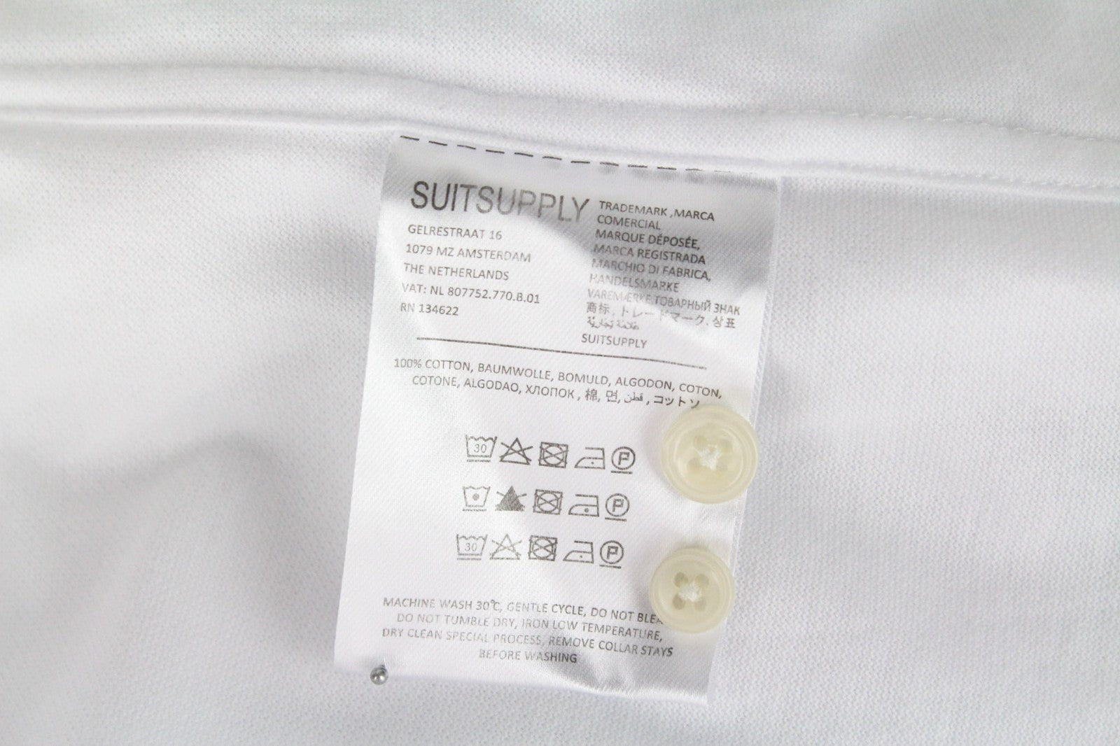 SUITSUPPLY Shirt 37/ 14 1/2/38/ 15 White Extra Slim Cotton Polo Formal