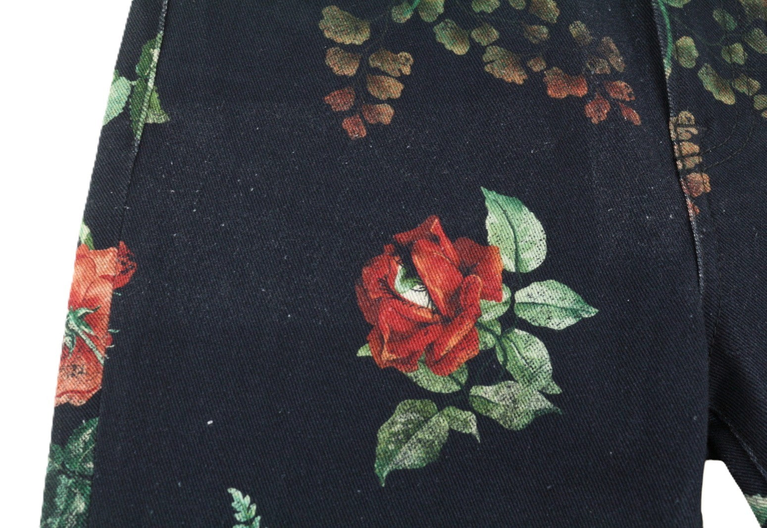 R13 Kick Fit Women Jeans 27 Useless Treasueres Black Floral Print Ankle Cropped