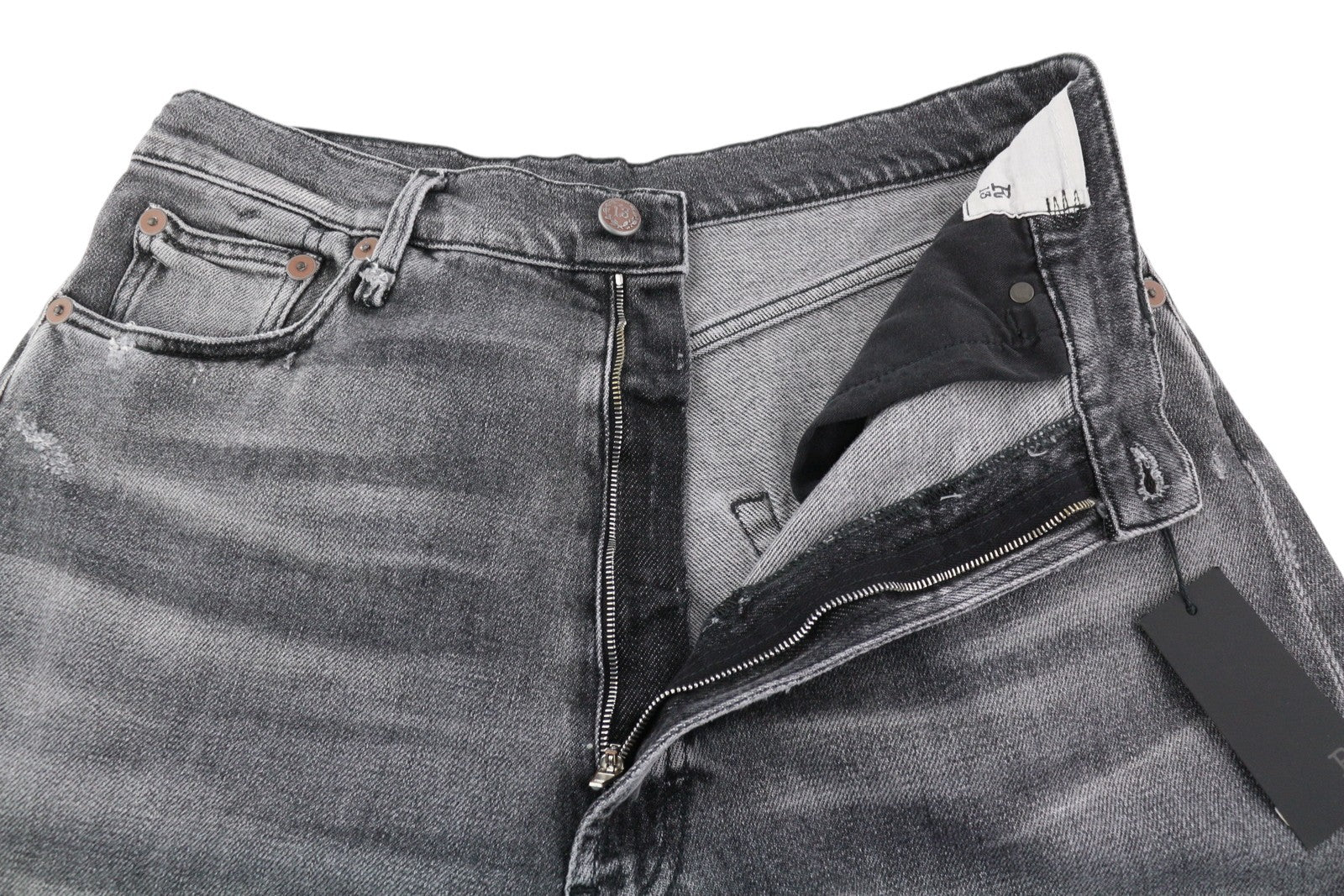 R13 Jennie Tapered Women Jeans 27 Vintage Grey Faded Ripped Distress RRP€540