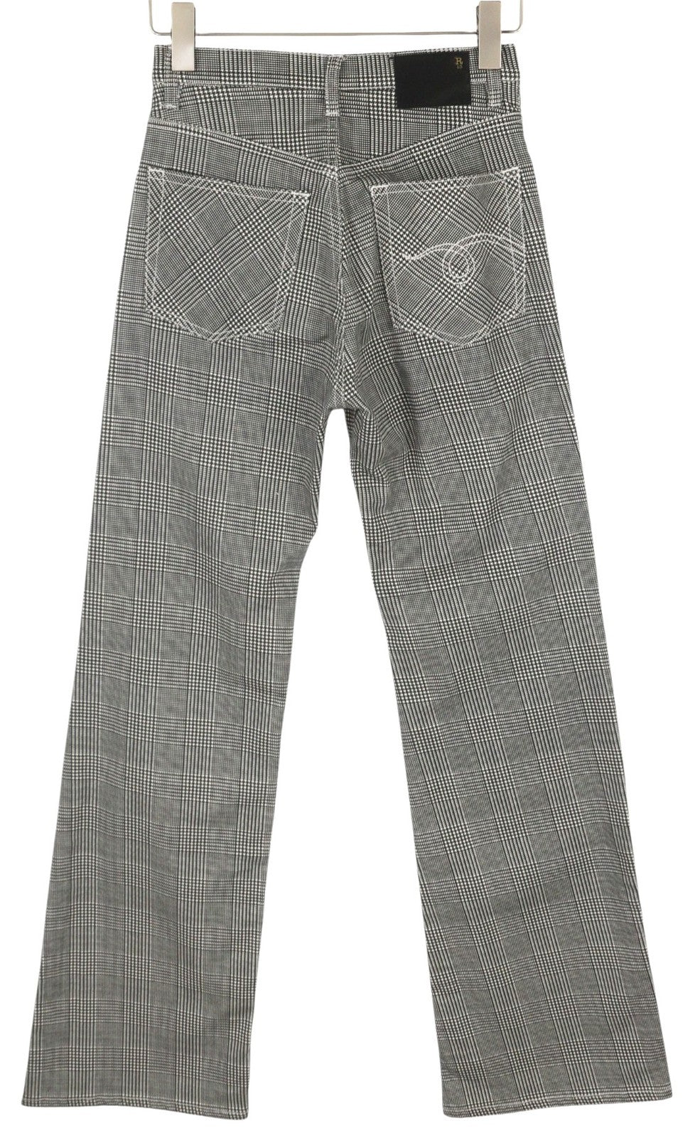 R13 Jane Women Jeans 27 Printed Glen Plaid Straight Flared Fit Stretch RRP€699