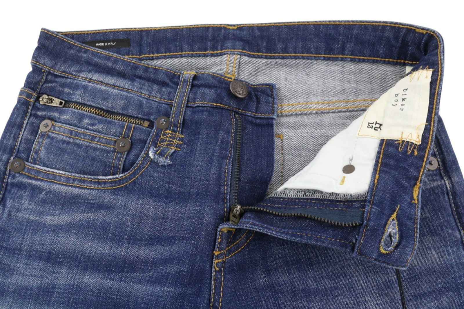 R13 Biker Boy Women Jeans 26 Howell Indigo Ankle Cropped Skinny Fit Faded Blue