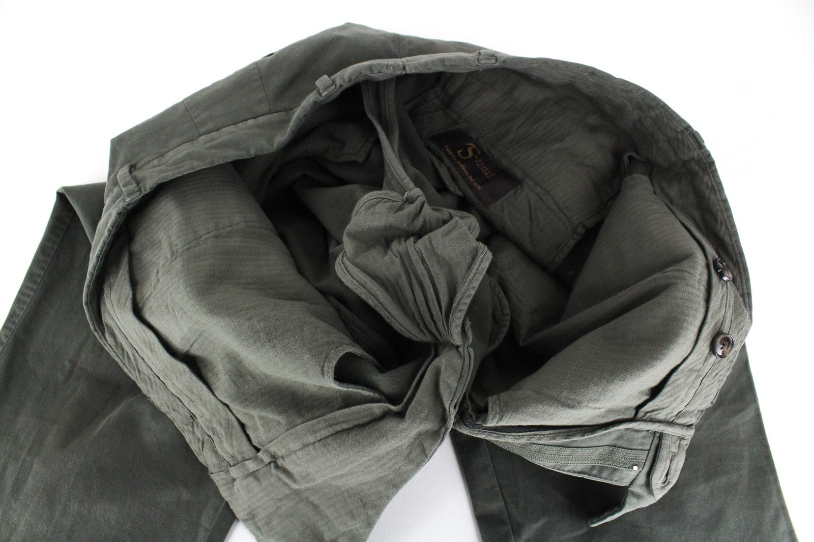 SUITSUPPLY Porto Novo Men's Trousers UK32R Green Cotton Stretch Lined Pants