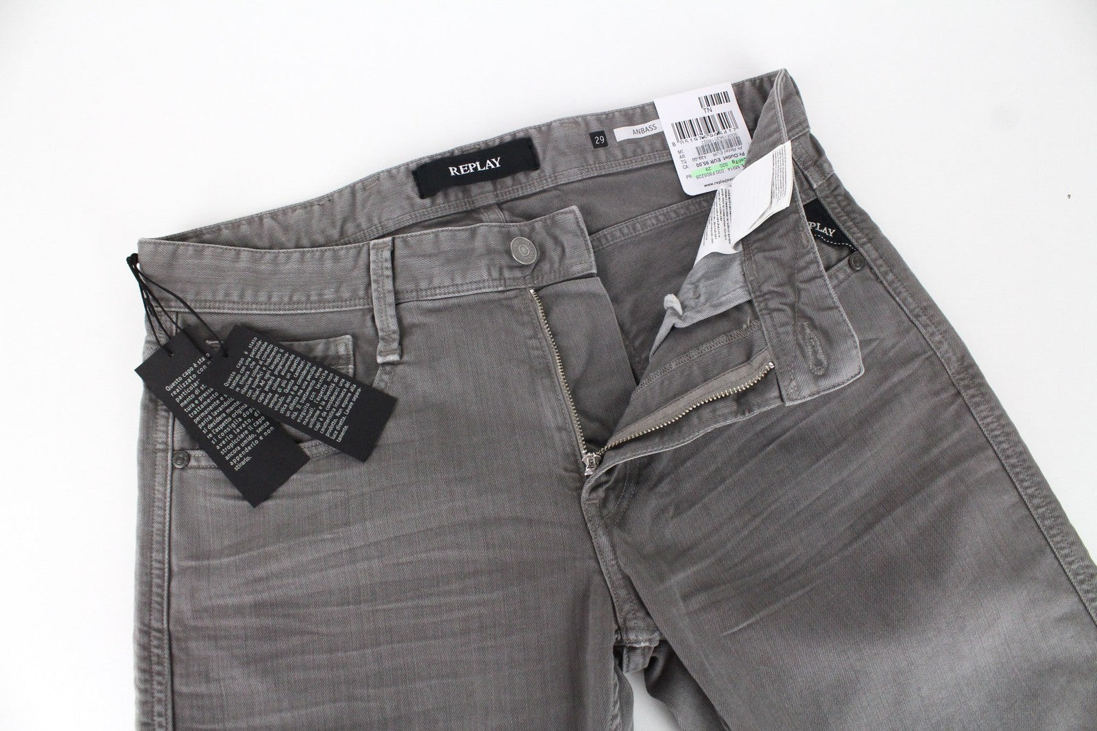 REPLAY Anbass Men's Jeans W29/L30 Grey Denim Slim Cotton Stretch Casual