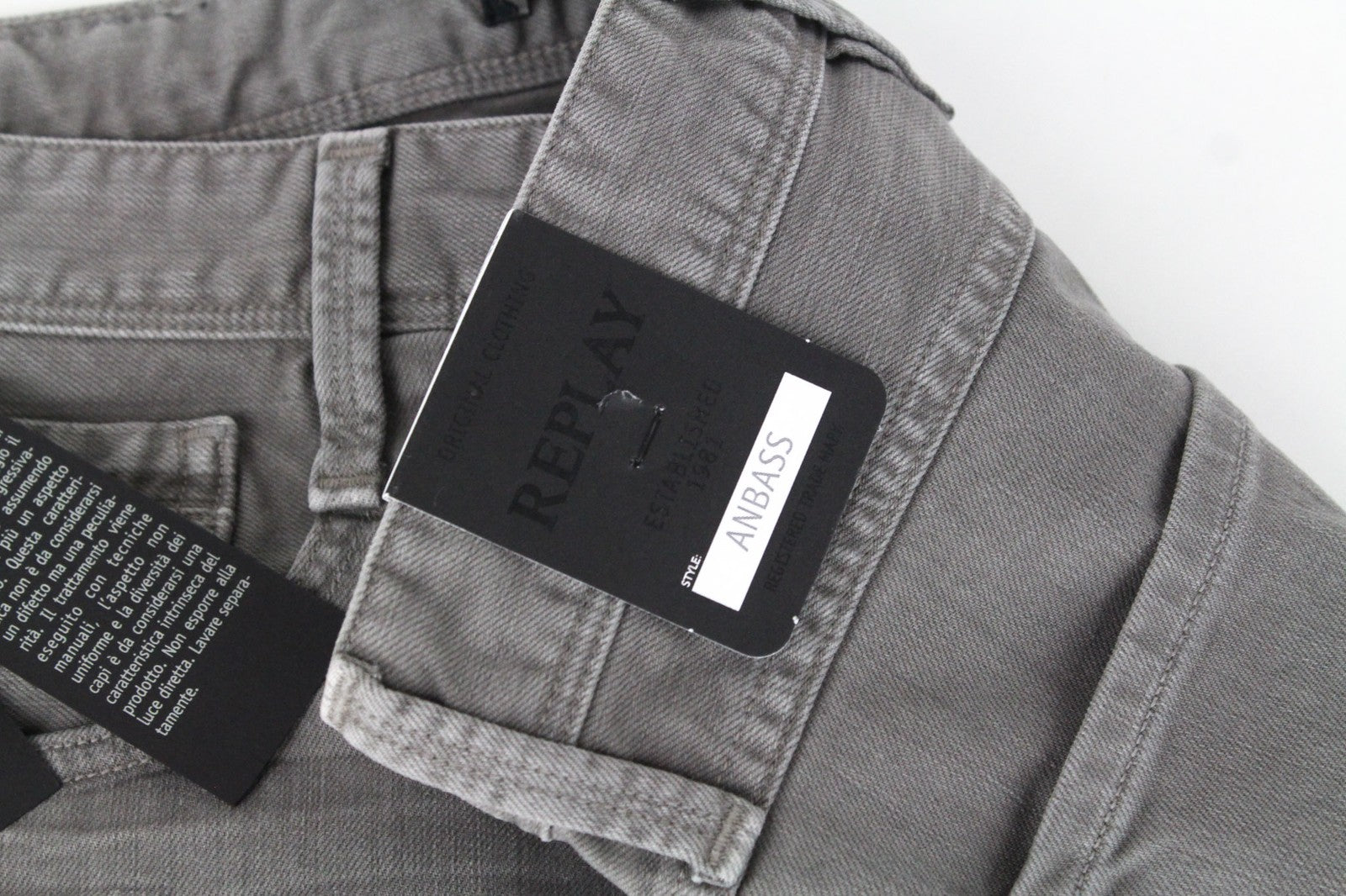 REPLAY Anbass Men's Jeans W29/L30 Grey Denim Slim Cotton Stretch Casual