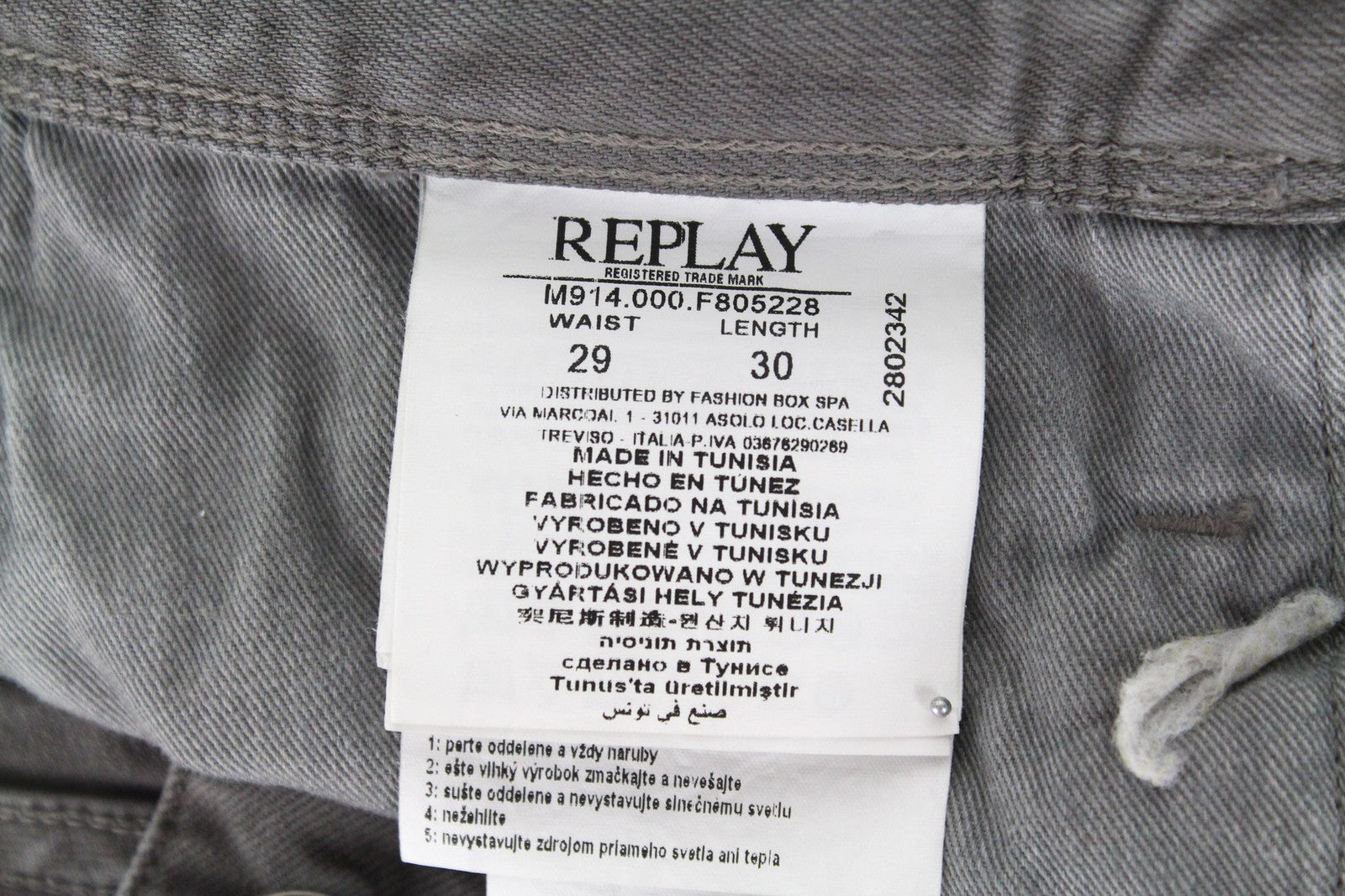 REPLAY Anbass Men's Jeans W29/L30 Grey Denim Slim Cotton Stretch Casual