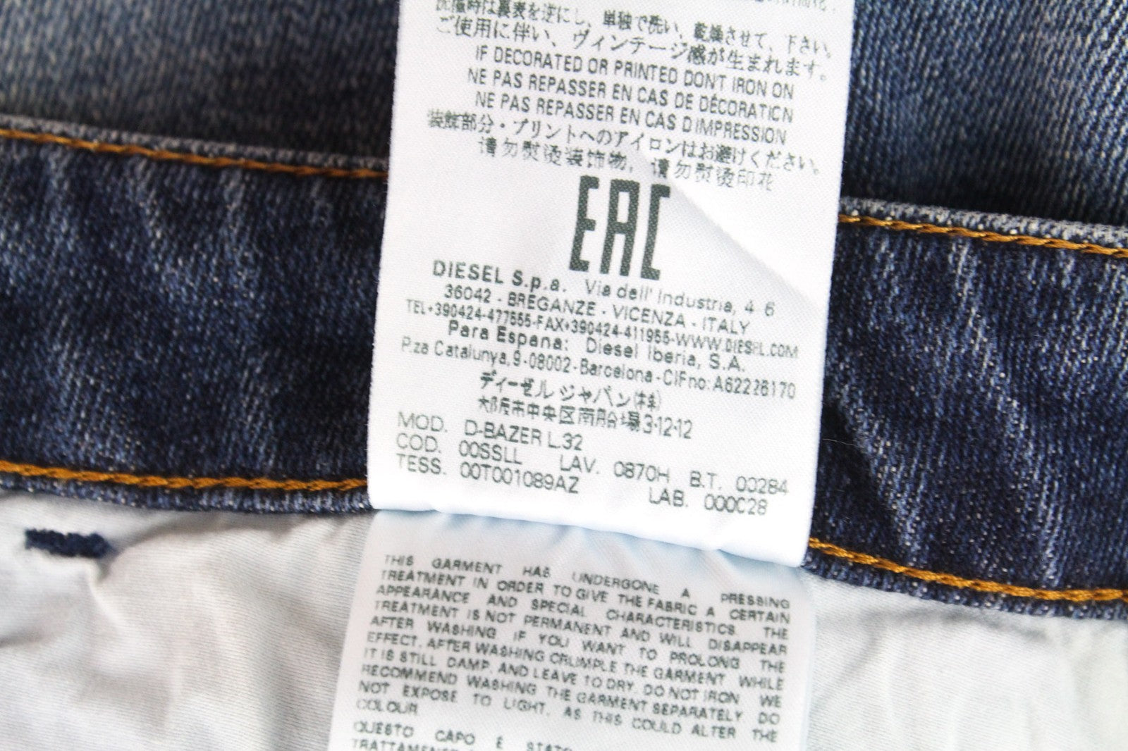 DIESEL D-Bazer 0870H Jeans W27/L32 Distress Blue Tapered Buttoned Stretch