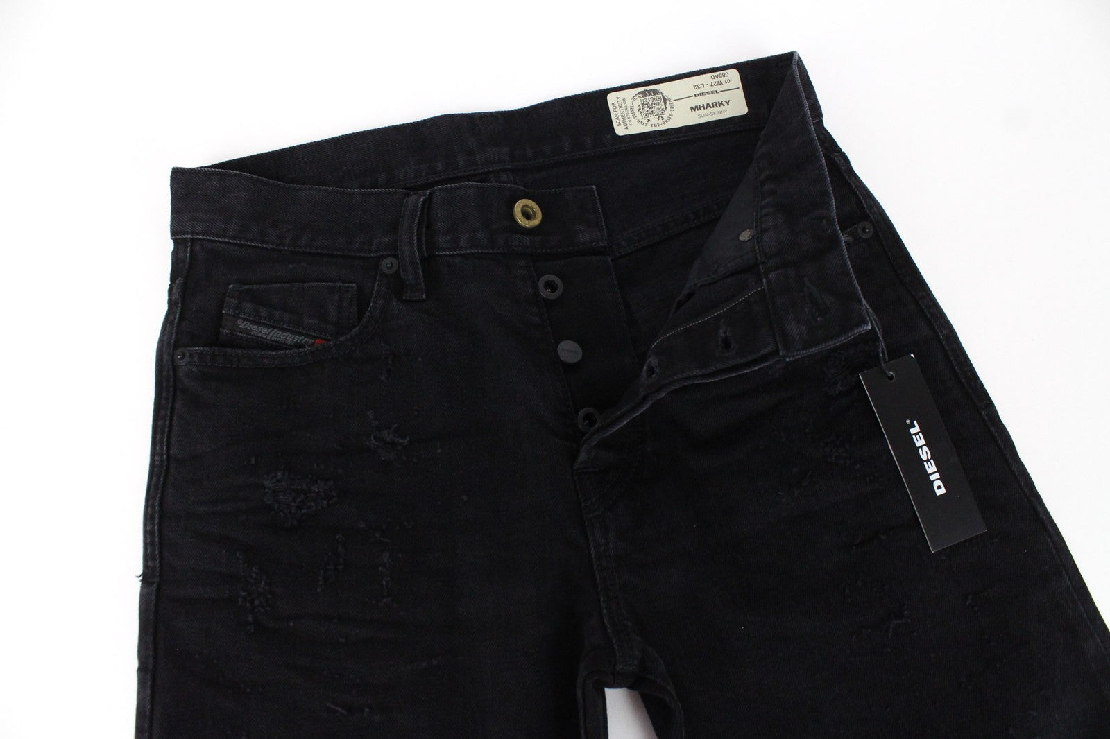 DIESEL Mharky 088AD Jeans W27/L32 Black Non-Stretch Slim Skinny Boys Jeans