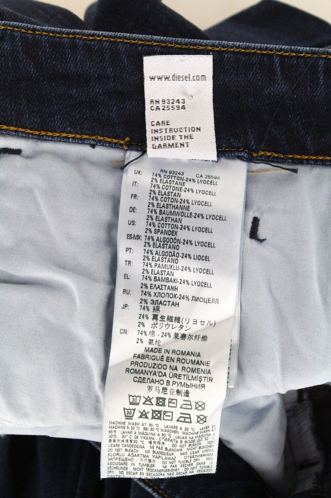 DIESEL D-Bazer 083AT Jeans W26/L30 Dark Blue Tapered Stretch Button Fly