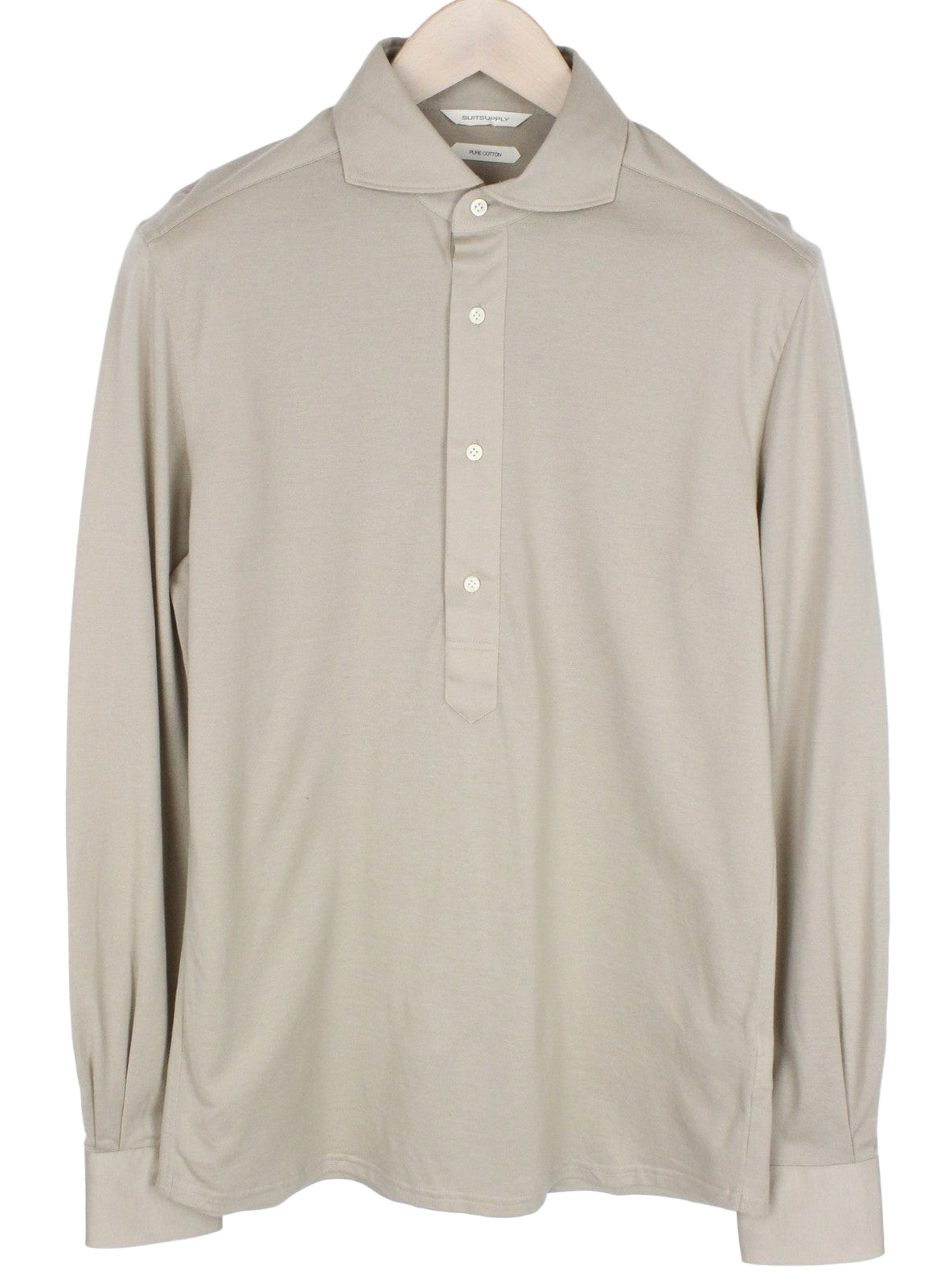 SUITSUPPLY Shirt 39/ 15 1/2/40/ 15 3/4 Beige Cotton Extra Slim Polo Neck