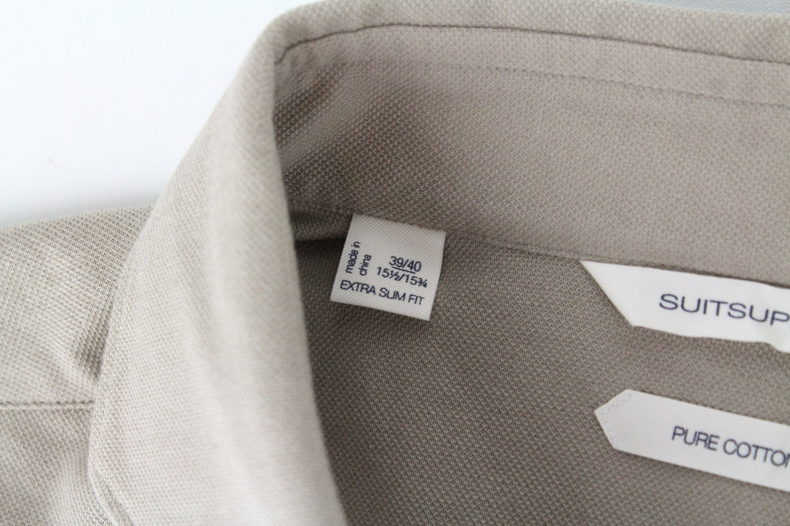 SUITSUPPLY Shirt 39/ 15 1/2/40/ 15 3/4 Beige Cotton Extra Slim Polo Neck