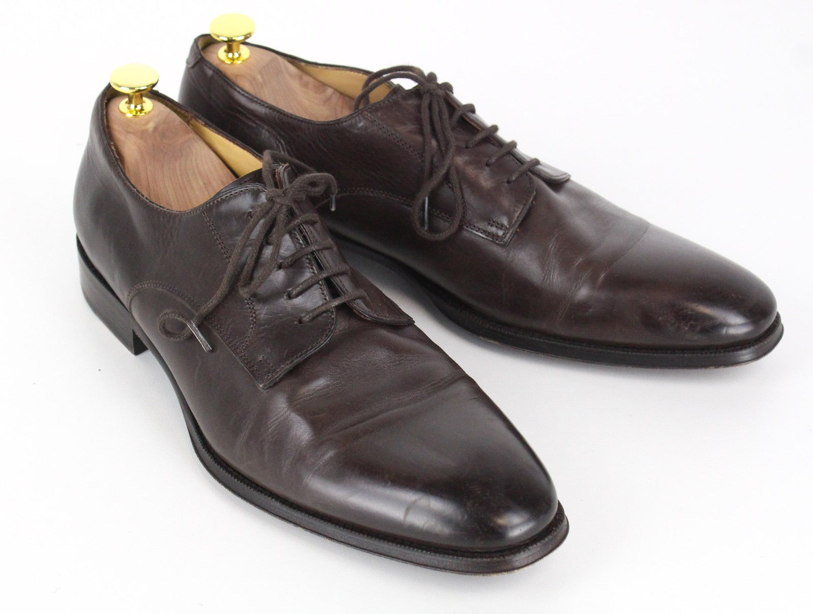 SUITSUPPLY Men's Formal Shoes EU44 Dark Brown Leather Classic Low-Top Dress