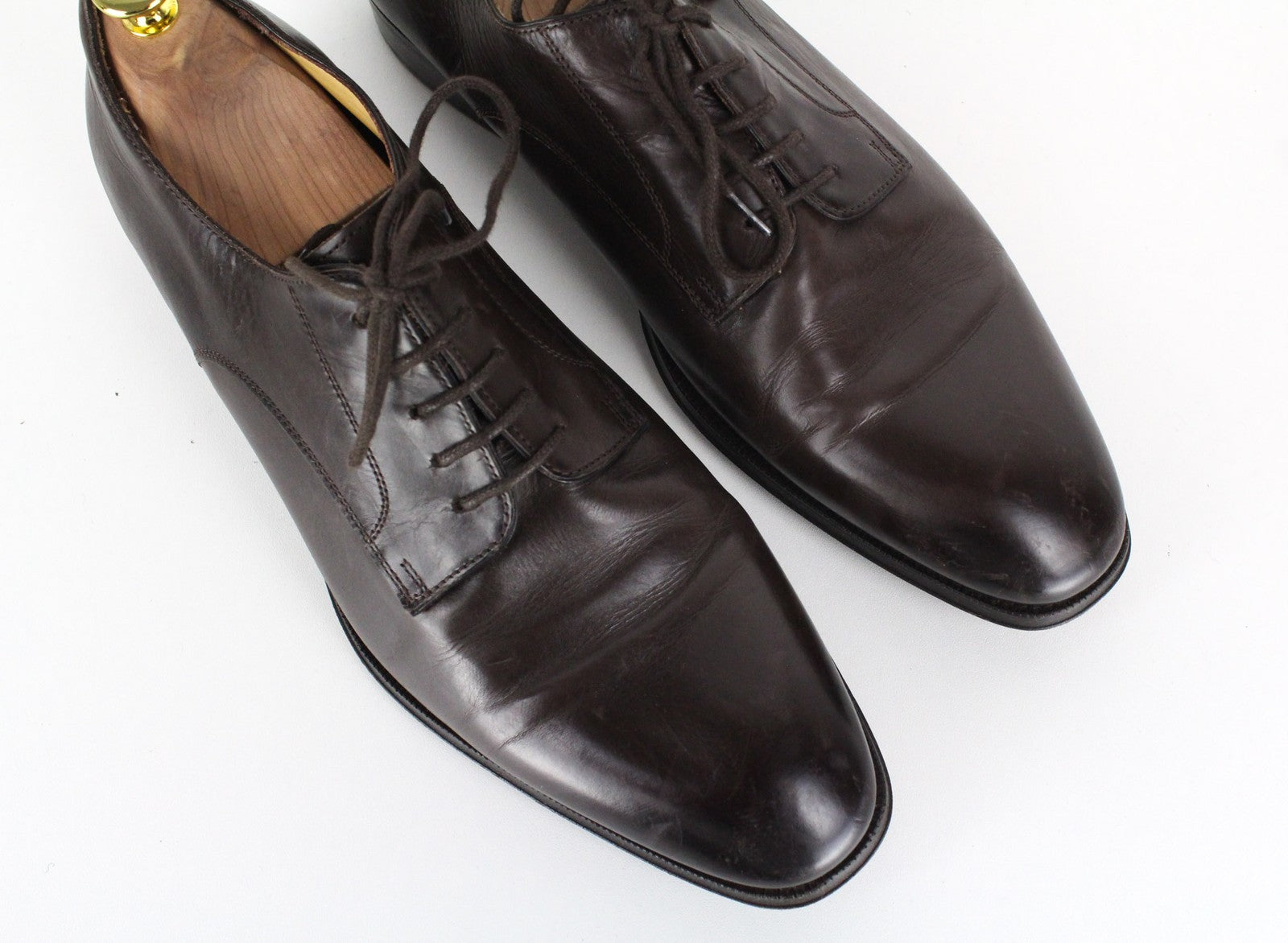 SUITSUPPLY Men's Formal Shoes EU44 Dark Brown Leather Classic Low-Top Dress