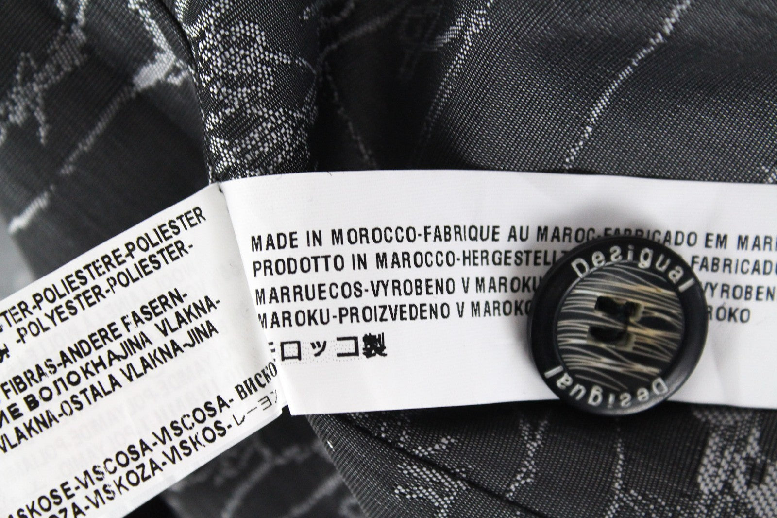 DESIGUAL Snowrobot Women's Coat 40 Navy Wool Cotton Checked Single-Breasted