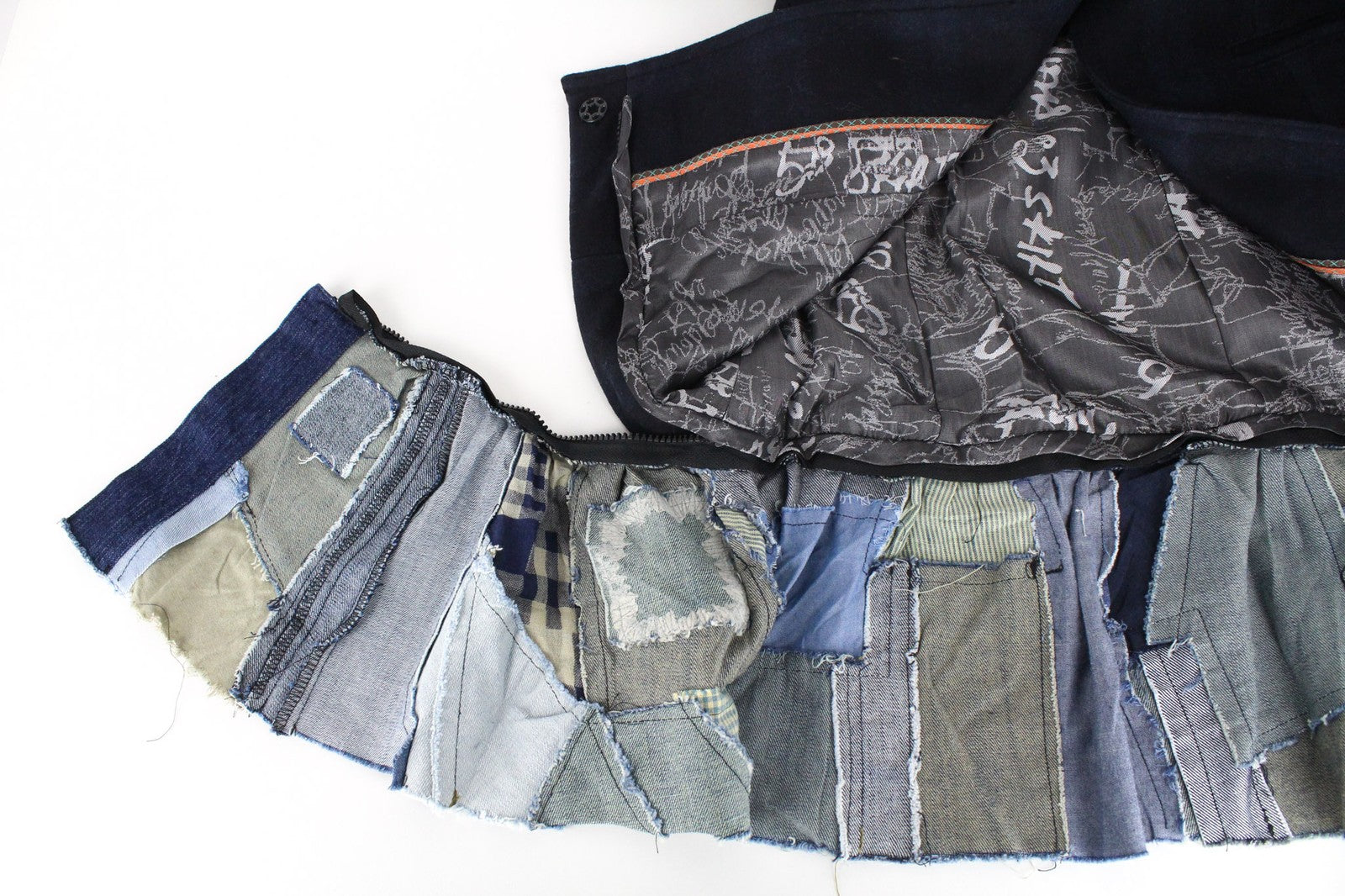 DESIGUAL Snowrobot Women's Coat 40 Navy Wool Cotton Checked Single-Breasted