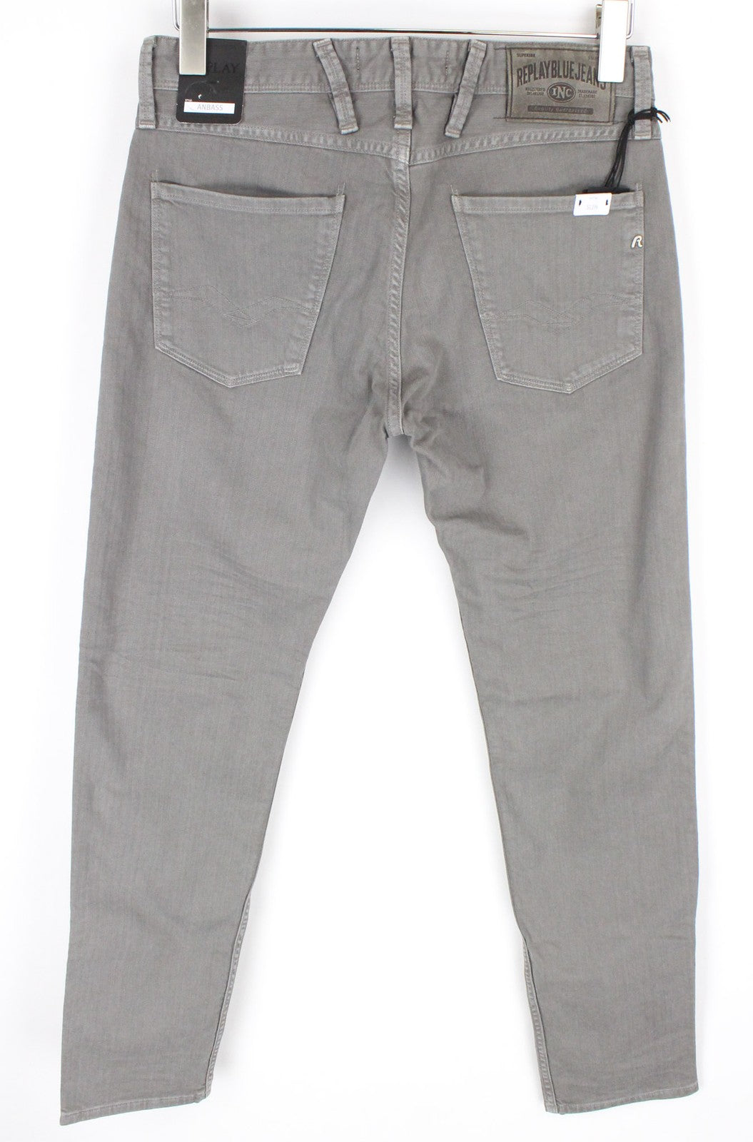 REPLAY Anbass Men's Jeans W30/L34 Grey Slim Fit Cotton Stretch Denim Pants