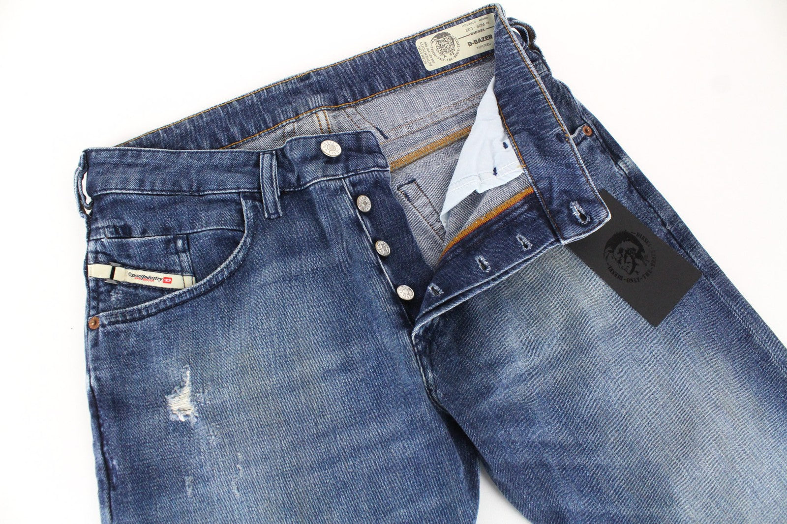 DIESEL D-Bazer 0870H Men's Jeans W29/L32 Blue Tapered Stretch Cotton Button Fly